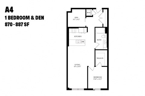 One Bedroom Den A4 870-877 SF - The Ballard Independent